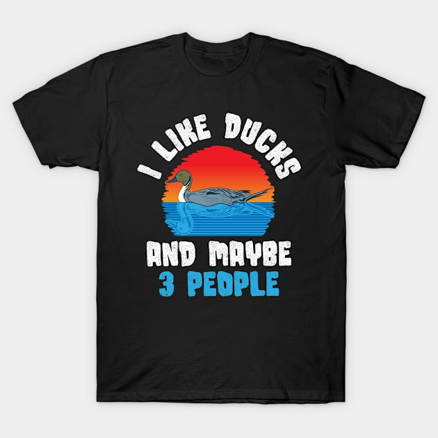 I Like Ducks And Maybe 3 People Funny Duck Gift T-Shirt by CatRobot